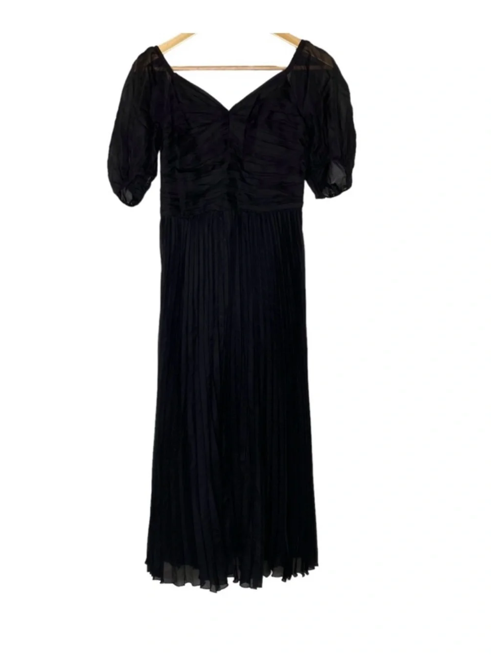 Abercrombie & Fitch Black Maxi Dress with Square Neck and Puff Sleeves